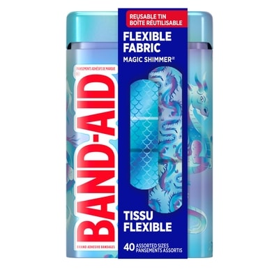 Band-Aid Flexible Fabric Magic Shimmer Bandages, Assorted Tin 40 ea, $0.30/1ea