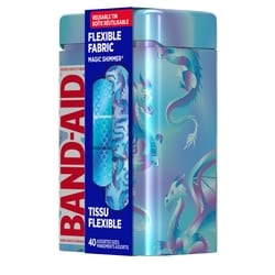 Band-Aid Flexible Fabric Magic Shimmer Bandages, Assorted Tin - 40