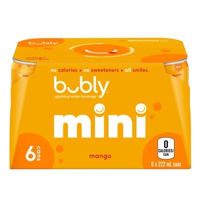Bubly Sparkling Water Mini Mango 6x222.0 ml, $0.37/100ml