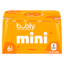 Eau pétillante Bubly Mini mangue 6x222.0 ml, 0,38 $/100ml