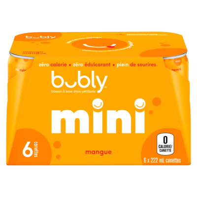 Eau pétillante Bubly Mini mangue 6x222.0 ml, 0,37 $/100ml