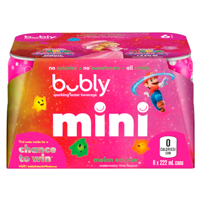 Bubly Sparkling Water Mini Melon Eclipse 6x222.0 ml, $0.37/100ml