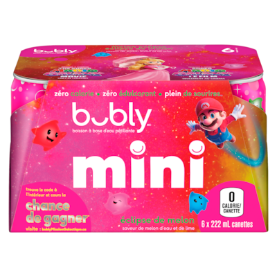 Eau pétillante Bubly Mini éclipse de melon 6x222.0 ml, 0,37 $/100ml