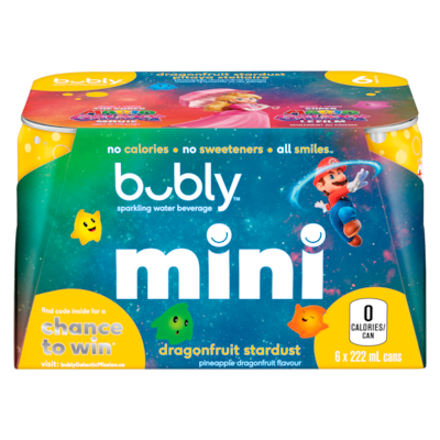 Bubly Sparkling Water Mini Dragonfruit Stardust 6x222.0 ml, $0.37/100ml
