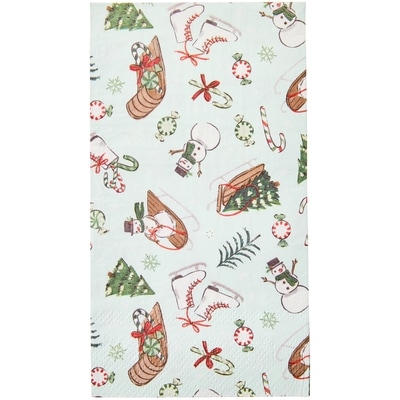 3 Ply Buffet Napkins 40 Pack - Snowman Toboggan