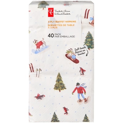 President's Choice 3 Ply Buffet Napkins 40 Pack - Skiers 40 ea, $0.13/1ea