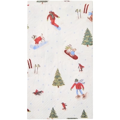 Lot de 40 serviettes de table à 3 plis – skieurs