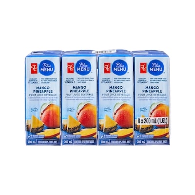 President's Choice Mango Pineapple Fruit Juice Beverage Boxes 8x200.0 ml, $0.25/100ml