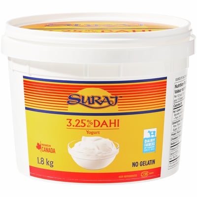 Suraj Yogourt Dahi 3,25 % 1.8 kg, 0,39 $/100g