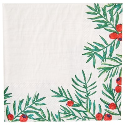 Lot de 60 serviettes cocktail à 3 plis – baies