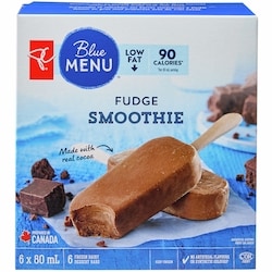 PC Blue Menu Fudge Smoothie Frozen Dairy Dessert Bars 6x80.0 ml, $1.25/100ml