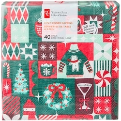 President's Choice 3 Ply Dinner Napkins 40 Pack - Holiday Grid 40 ea, $0.13/1ea