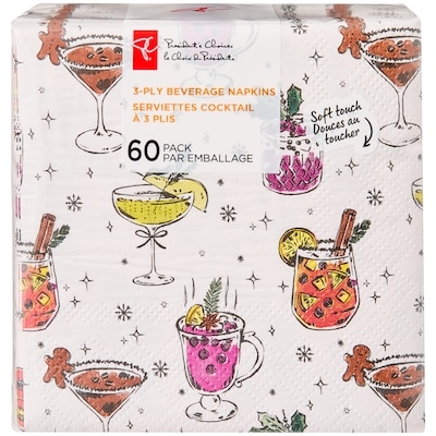 le Choix du Président Lot de 60 serviettes cocktail à 3 plis – cocktails 60 ea, 0,08 $/1ch