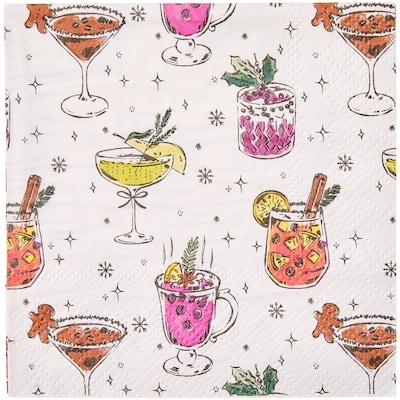 Lot de 60 serviettes cocktail à 3&nbsp;plis – cocktails