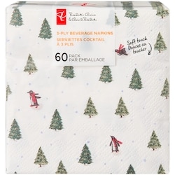 le Choix du Président Lot de 60 serviettes cocktail à 3 plis – pingouins 60 ea, 0,08 $/1ch