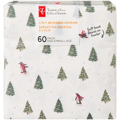 le Choix du Président Lot de 60 serviettes cocktail à 3 plis – pingouins 60 ea, 0,08 $/1ch