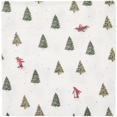 Lot de 60 serviettes cocktail à 3 plis – pingouins