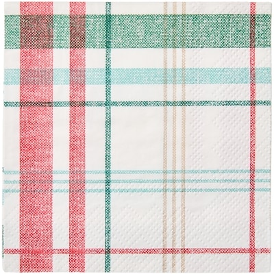 3 Ply Beverage Napkins 60 Pack - Holiday Plaid