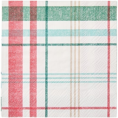 Lot de 60 serviettes cocktail à 3&nbsp;plis – carreaux des Fêtes