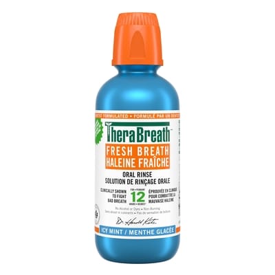 TheraBreath Fresh Breath Oral Rinse Icy Mint 473 ml, $2.54/100ml