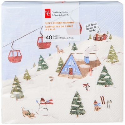President's Choice 3 Ply Dinner Napkins 40 Pack - Cabin Scene 40 ea, $0.13/1ea