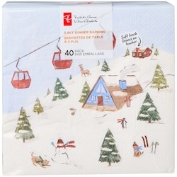 le Choix du Président Lot de 40 serviettes de table à 3 plis – scène avec chalet 40 ea, 0,13 $/1ch