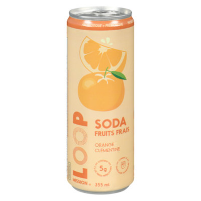 Loop Soda fruits frais orange clémentine 355 ml, 1,07 $/100ml