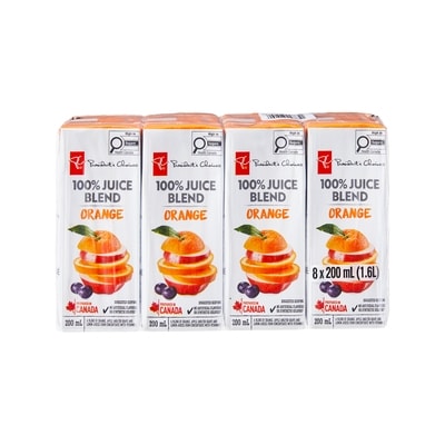 le Choix du Président Boîtes de mélange de jus à 100 %, orange 8x200.0 ml, 0,34 $/100ml