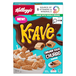 Kelloggs Krave Cereal Cinnamon Sugar Churro Flavour 306 g, $1.47/100g