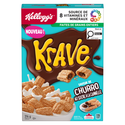 Kellogg’s Céréales saveur de churro au sucre à la cannelle Krave 306 g, 1,63 $/100g