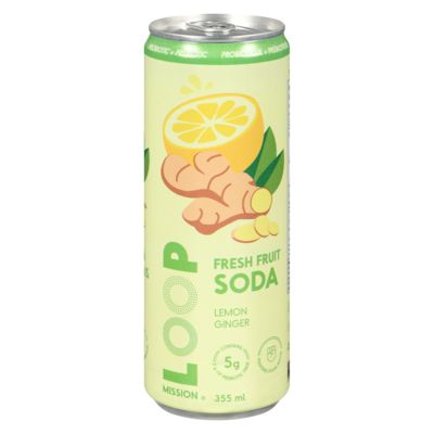 Loop Fresh Fruit Soda Lemon Ginger 355 ml, $1.07/100ml