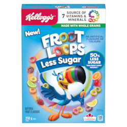 Kelloggs Froot Loops Cereal Less Sugar 250 g, $1.80/100g