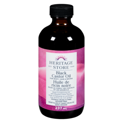 HERITAGE STORE Black Castor Oil For Body, Hair & Brows 237 ml, $18.56/100ml