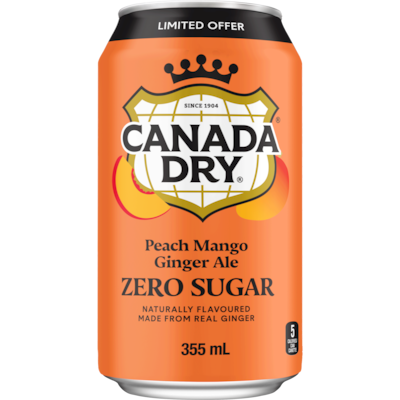 Canada Dry Peach Mango Zero Sugar Ginger Ale - 12x355.0 ml | Zehrs