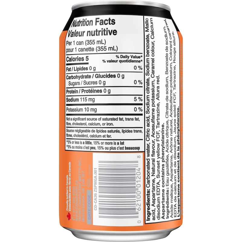 Peach Mango Zero Sugar Ginger Ale