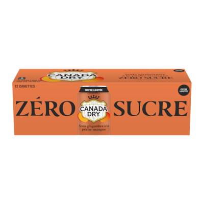 Canada Dry Soda Gingembre à La Pêche-Mangue Zèro Sucre 12x355.0 ml, 0,20 $/100ml