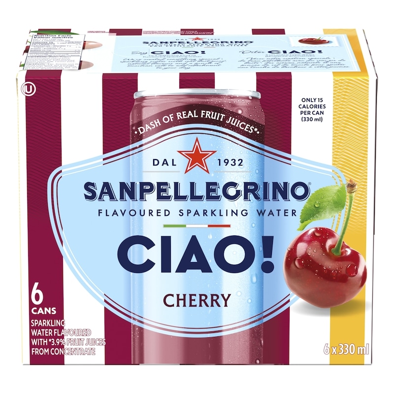 San Pellegrino CIAO! Cherry Flavoured Sparkling Water - 6x330.0 ml