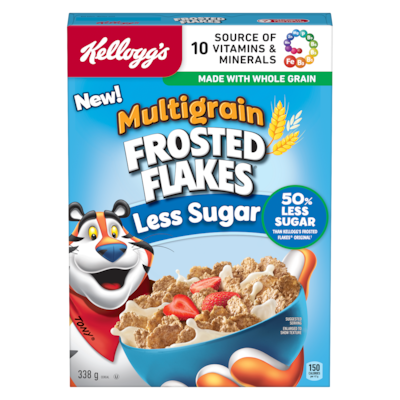 Kelloggs Frosted Flakes Cereal Multigrain Less Sugar  338 g, $2.60/100g