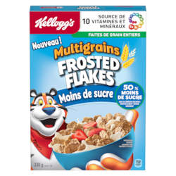 Kellogg’s Céréales multigrains Frosted Flakes moins de sucre 338 g, 1,71 $/100g