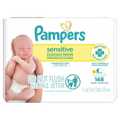 Pampers Sensitive Baby Wipes, Fragrance Free, 168 Count 168 ea, $0.06/1ea