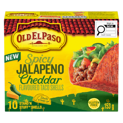 Old El Paso Spicy Jalapeno Cheddar Flavoured Taco Shells 153 g, $3.26/100g