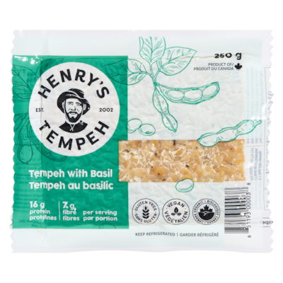 Henry's Tempeh Tempeh With Basil 250 g, $3.60/100g