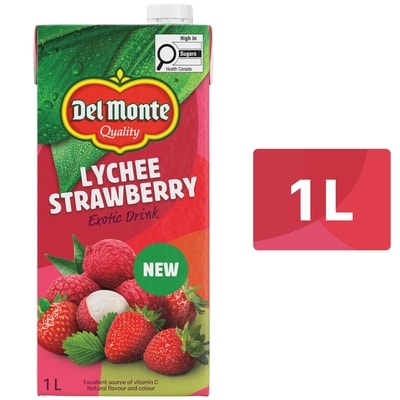 Del Monte Exotic Drink Lychee Strawberry 1 l, $0.40/100ml