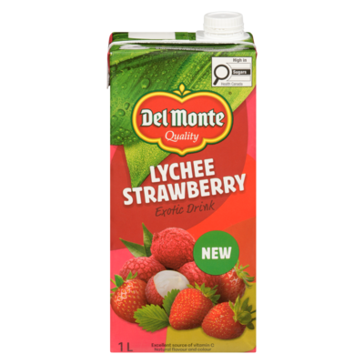 Del Monte Exotic Drink Lychee Strawberry 1 l, $0.15/100ml