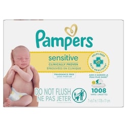 Pampers Lingettes pour bébés Sensitive, 1 008 lingettes, 12X 1008 ea, 0,03 $/1ch