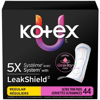 Kotex Ultra Thin Pads, Regular Absorbency, 44 Count 44 ea, $0.31/1ea