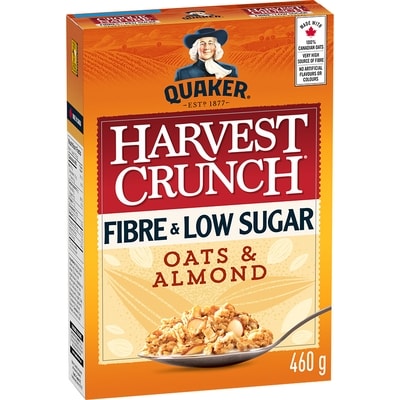 Quaker Harvest Crunch Fibre & Low Sugar - Oats & Almond Cereal 460 g, $1.91/100g