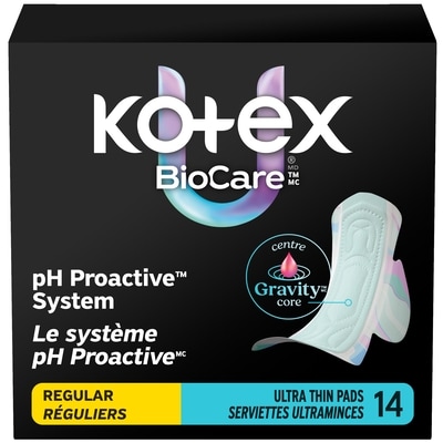 Kotex BioCare Ultra Thin Pads With Wings, Regular Absorbency, 14 Count 14 ea, $0.64/1ea