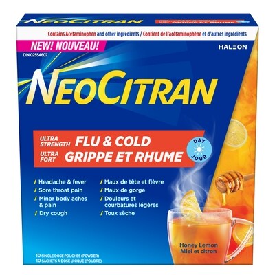 NeoCitran Grippe et Rhume Jour miel et citron Ultra Fort (poudre) 10 ea, 1,70 $/1ch