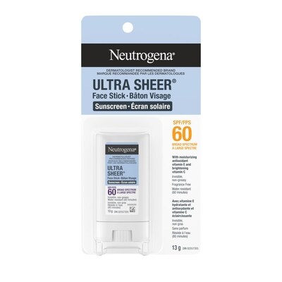 Neutrogena Écran solaire en bâton pour le visage Ultra Sheer avec FPS 60 13 g, 138,38 $/100g